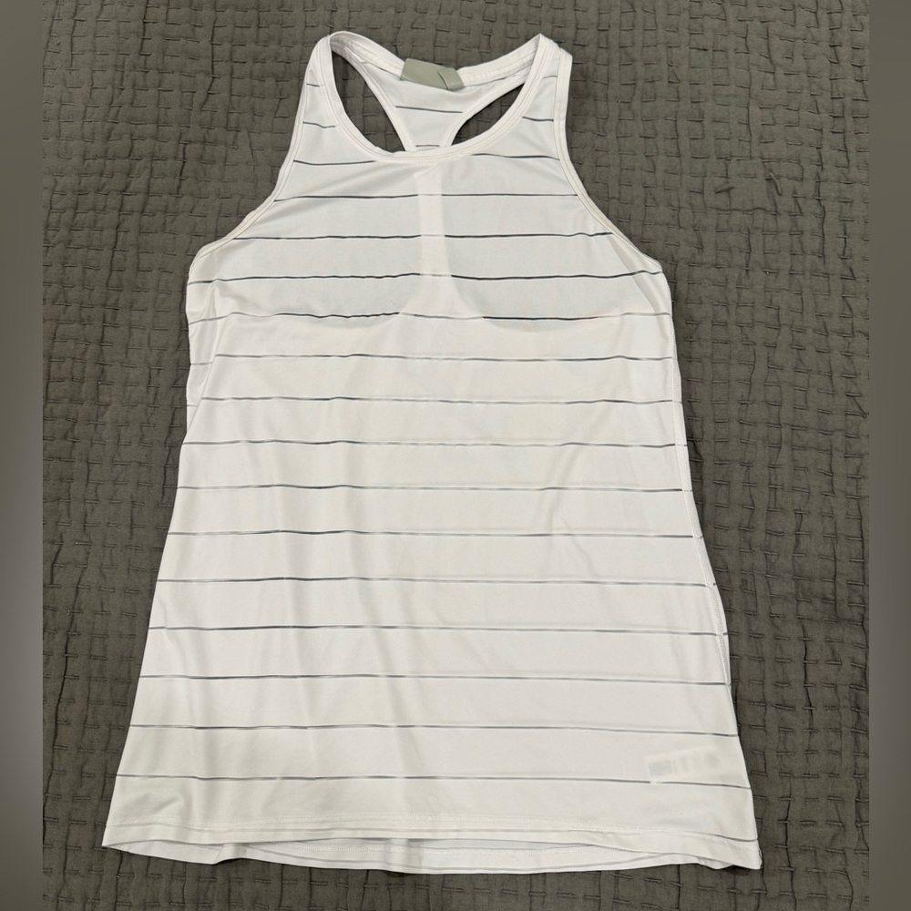 Athleta Women’s White Mesh Striped Tank Top size Small